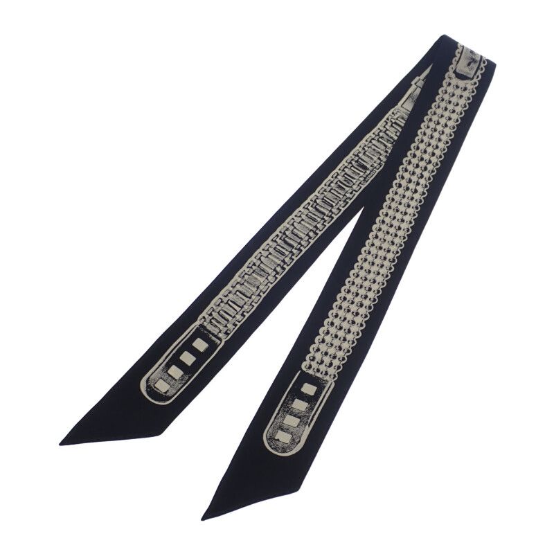 エルメス HERMES ツイリー トレゾール ドゥ メドール スカーフ シルク ブラック 黒 レディース 上品 Aランク