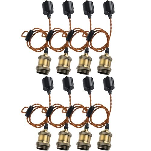 LVWIT ペンダントライト 電球ソケット E26口金 ペンダントソケット ダクトレール用ソケット ライティングレール 裸電球用 LED対応 吊り下げ コードアジャスター付き 100cm調節 電球別売り 8個入