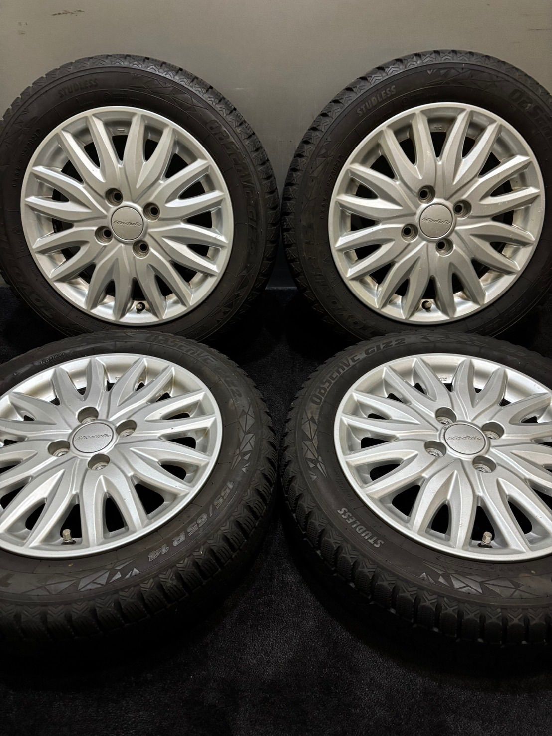 155 65 R 14 TOYO OBSERVE GIZ 2 21年製 ホンダ OP Moduro 14インチ 4 5 J 40 100 H スタッドレス 4本 N BOX WGN ONE 南1 K 530