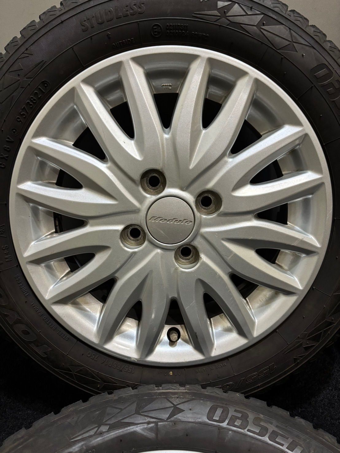 155 65 R 14 TOYO OBSERVE GIZ 2 21年製 ホンダ OP Moduro 14インチ 4 5 J 40 100 H スタッドレス 4本 N BOX WGN ONE 南1 K 530