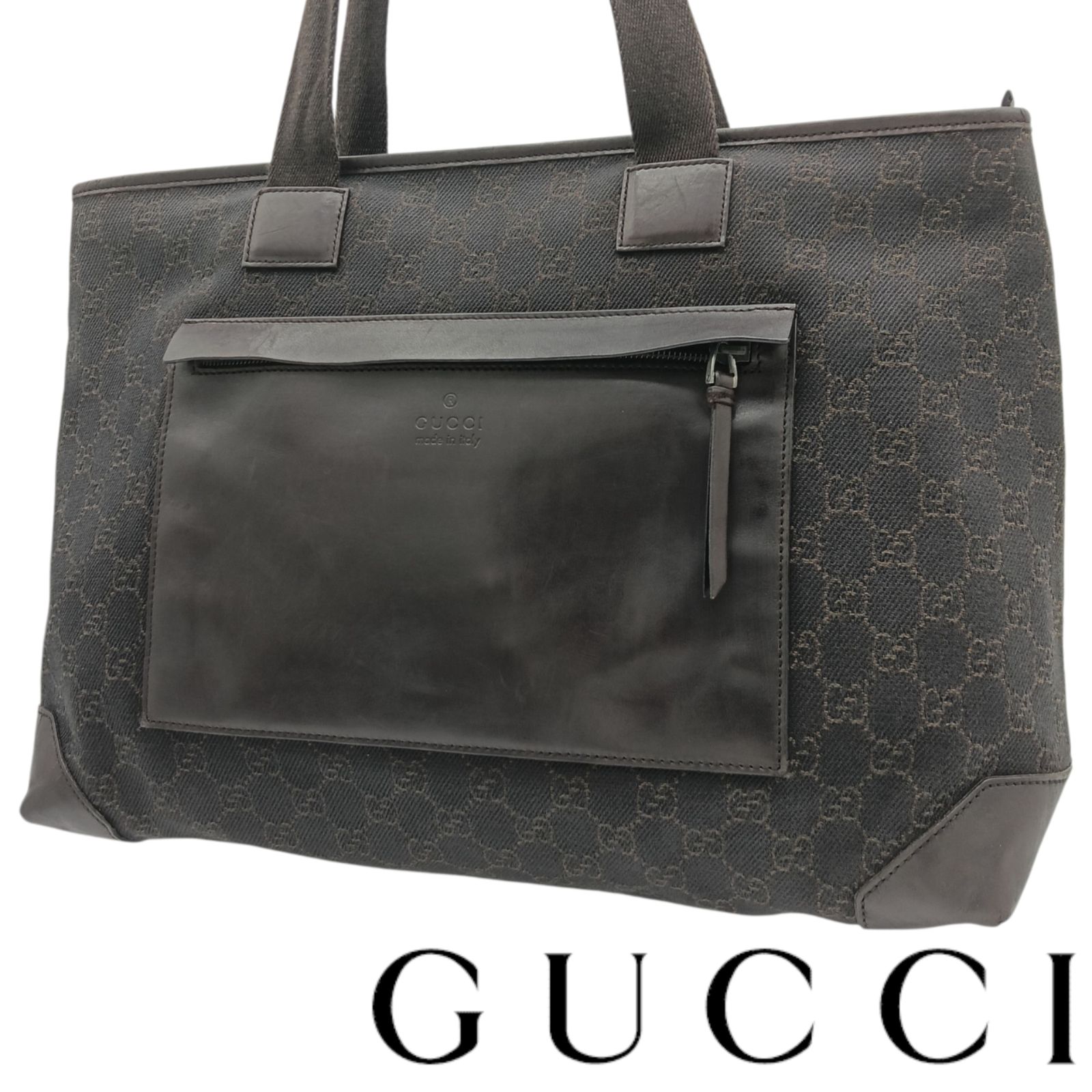 GUCCI グッチ トートバッグ ショルダーバッグ GG キャンバス レザー
