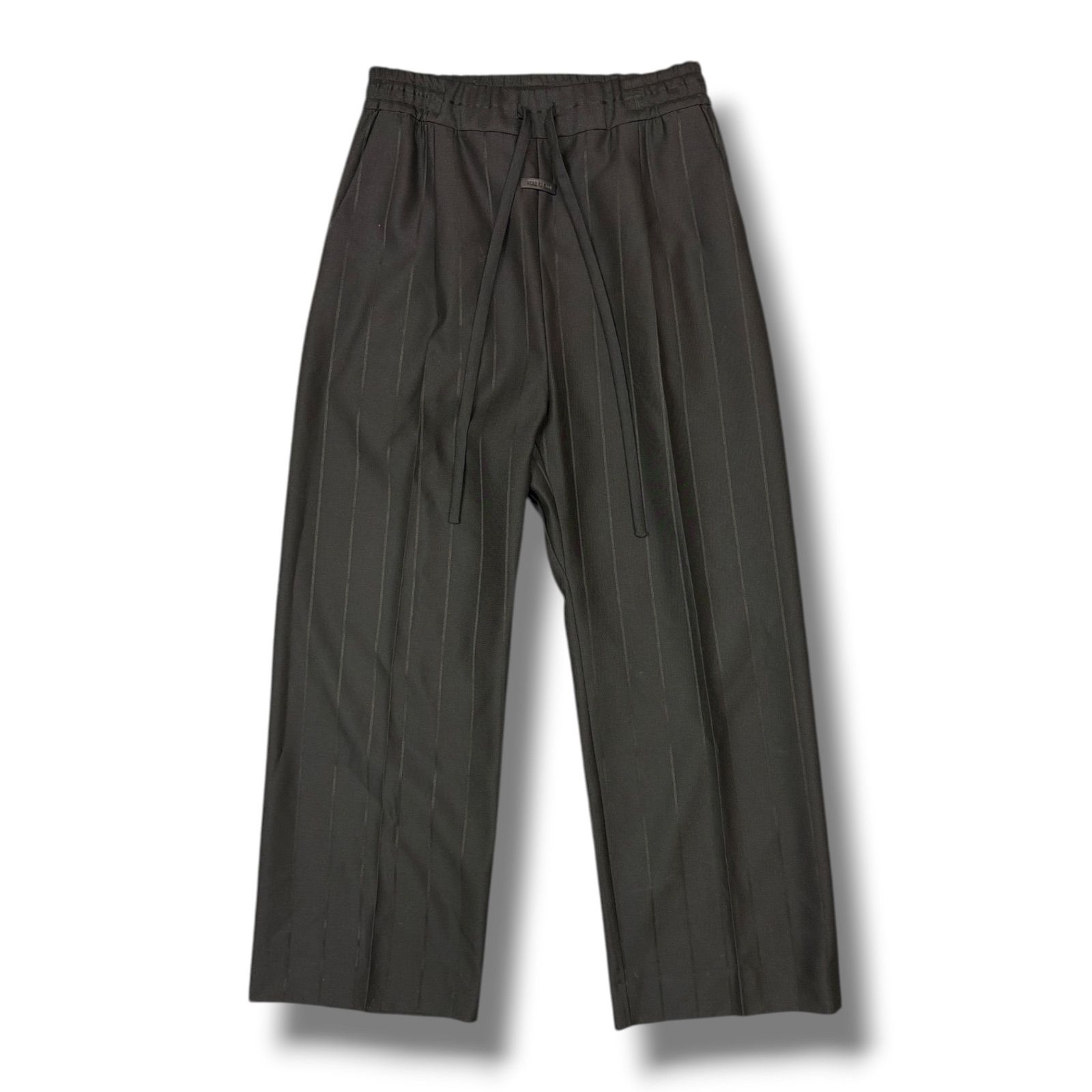 参考上代291000円 FEAR OF GOD 24AW ピンストライプ ドローストリング ワイドパンツ ピンストライプイージーパンツ スラックス トラウザー フィアオブゴッド FOG ブラック L 1998M3