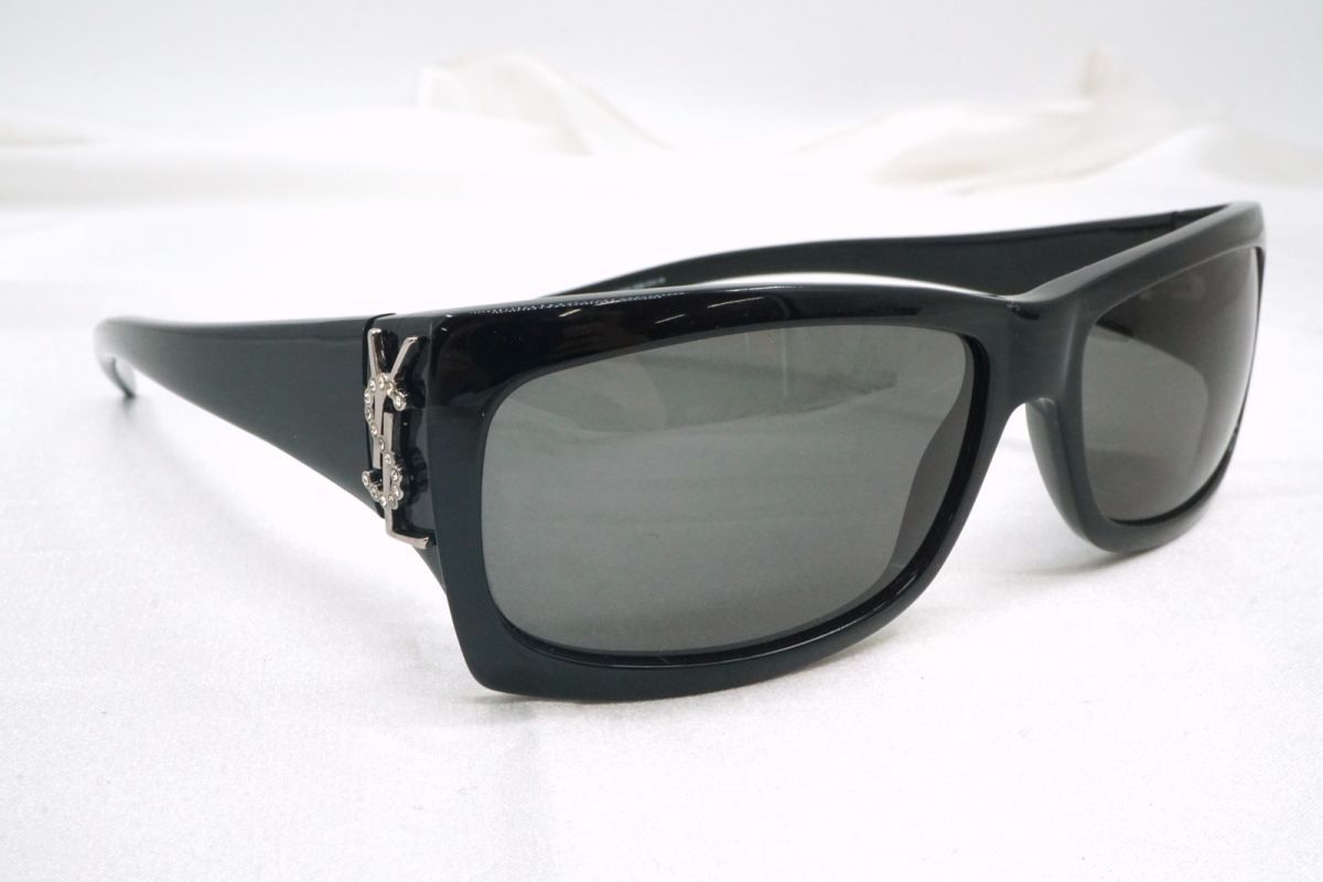 イヴ サンローラン サングラス アイウェア カサンドラ ロゴ ラインストーン YSL 6058 STRASS 黒 ブラック Yves Saint Laurent 4287k