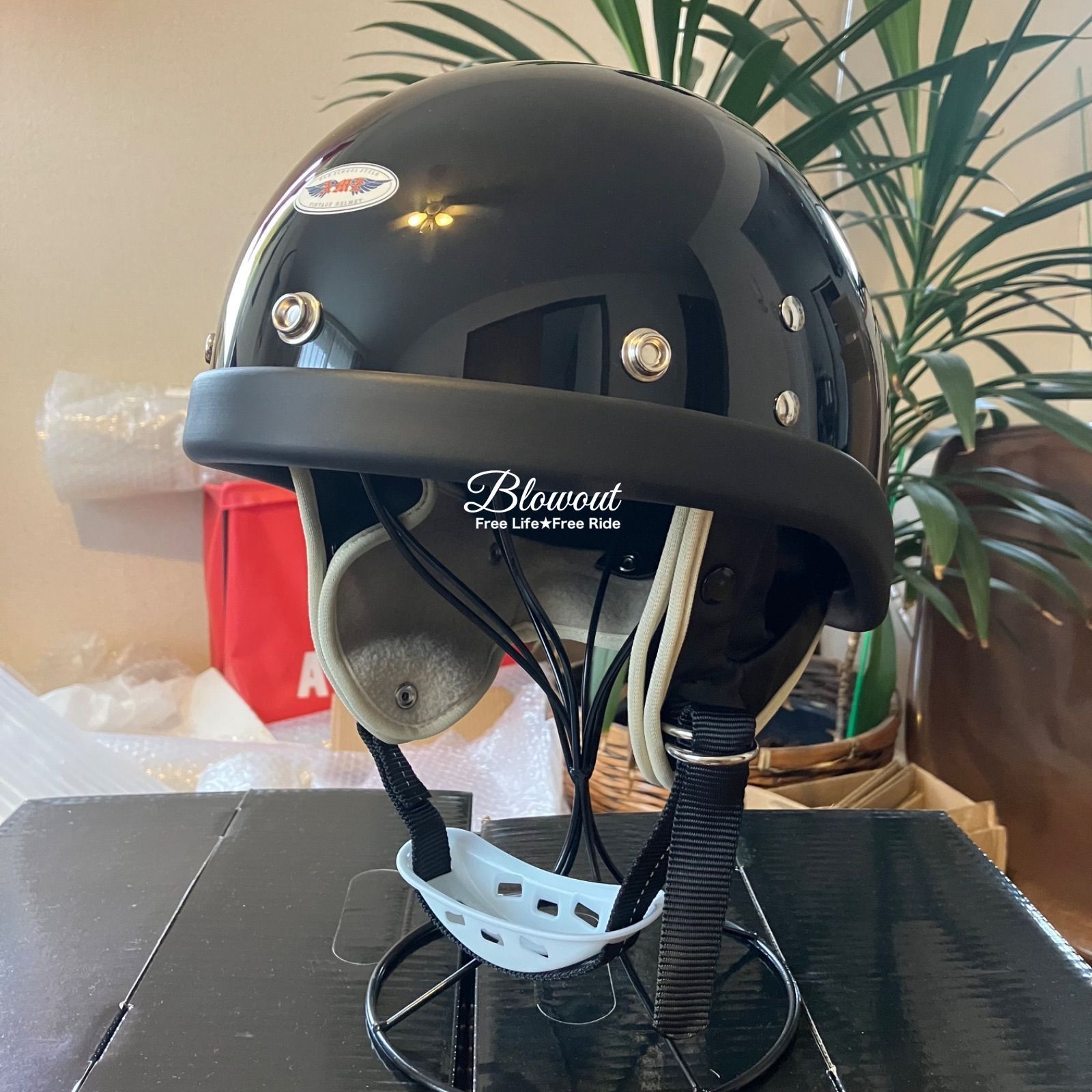 PTRタイプ ハーフヘルメット L ショーティー レトロ ハーレー チョッパー PTRヘルメット 黒 ショーティーヘルメット ヘルメット チョッパー