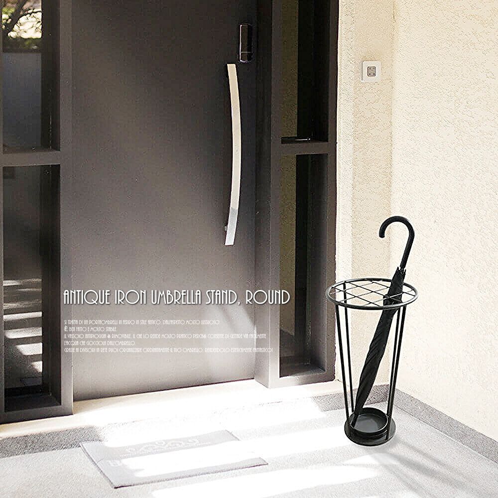 アイアン傘立て アンティーク調 丸型 玄関 収納 野外 重厚 傘立て アイアン 傘立て アンティーク 傘立て 屋外 傘立て おしゃれ 北欧 傘立て 水受け 傘立て ブラック 玄関 おしゃれ 傘立て 傘立て 折りたたみ傘
