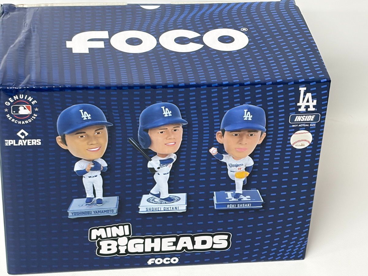 箱凹み 大谷翔平選手 佐々木朗希選手 山本由伸選手 ロサンゼルス ドジャース SMU 3パック ミニビッグヘッド ボブルセット 4インチ10cm Foco公式 5000個
