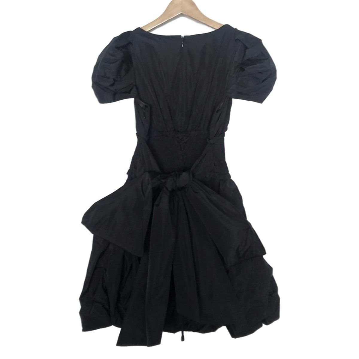 SOV. ソブ ダブル ワンピース レディース - 黒 半袖 ひざ丈 パール バルーンスカート レース ギャザー