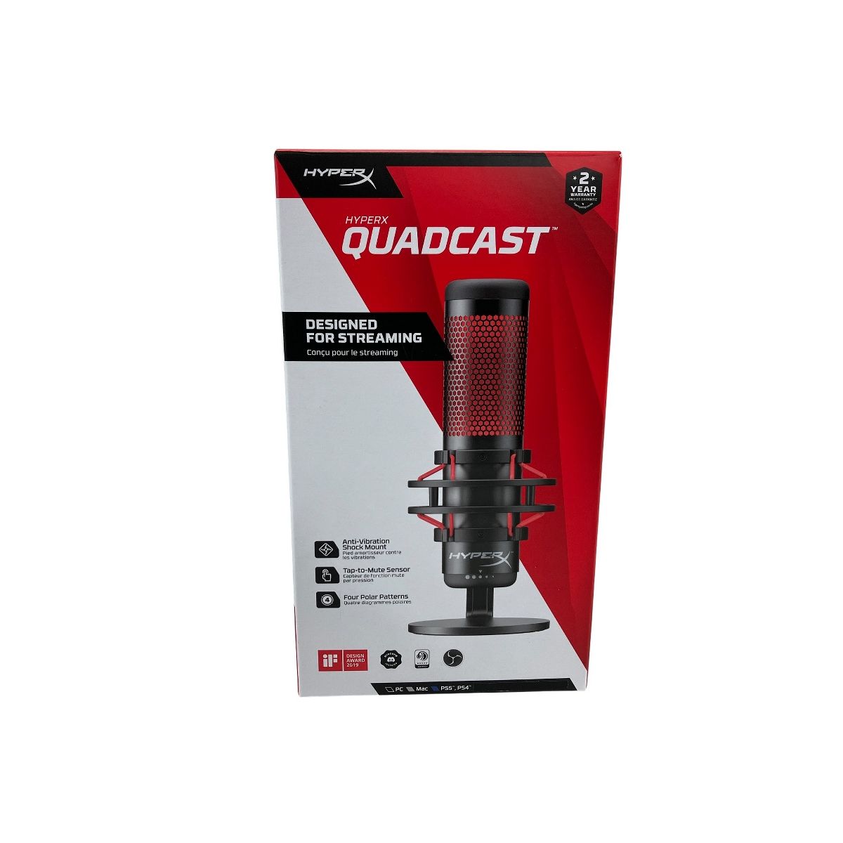 HyperX HX-MICQC-BK QuadCast USB コンデンサーマイク ゲーミング PC用 音響機材 ハイパーエックス クアッドキャスト W10572820