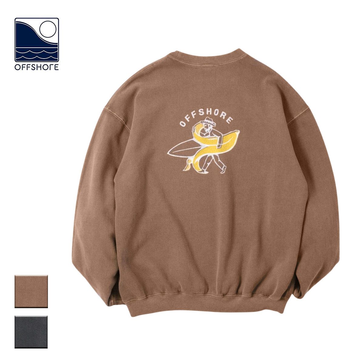 【新品】 OFFSHOREオフショア BANANA C.N.SWEAT メンズ/レディース ブラウン/グレー M-L OS25-1SW-001