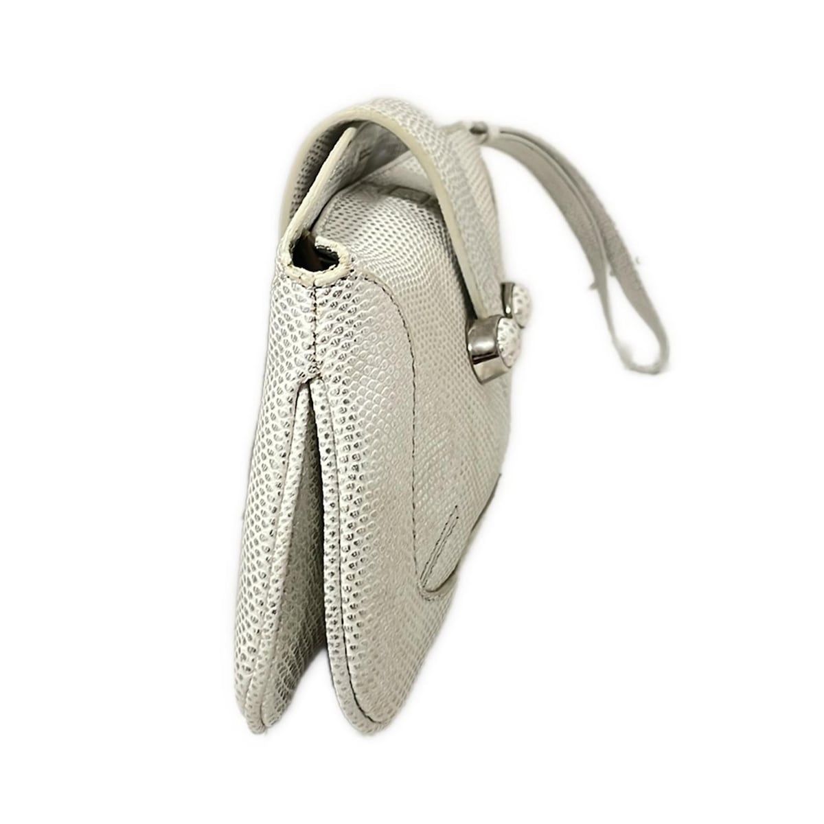 TOD S トッズ クラッチバッグ - 白×シルバー 型押し加工 レザー