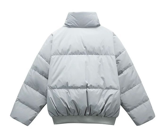 h 秋冬 ｜ユニセックス アメリカンミニマル × ストリート 無地スタンド 中綿ジャケット ワイド＆ショートシルエット｜デイリー万能