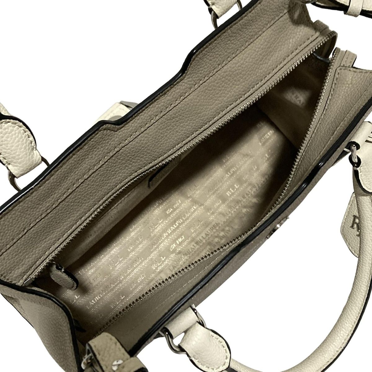 グレーベージュ×白 レザー