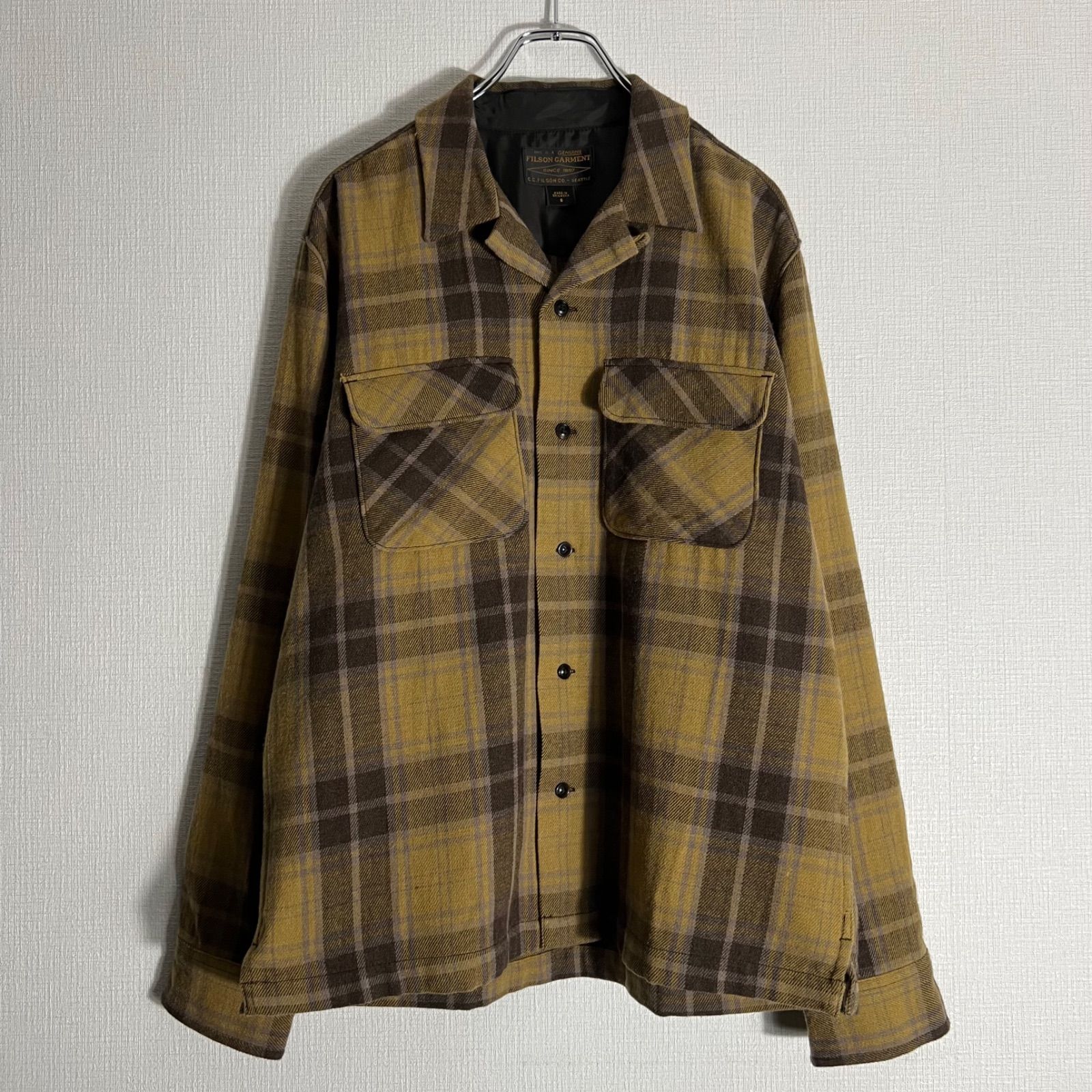 FILSON GARMENT フィルソン CPOシャツジャケット チェック柄 オープンカラー 開襟デザイン アメカジ メンズ Sサイズ