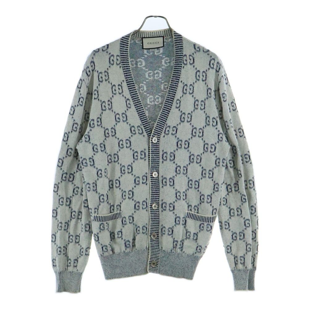 GUCCI (グッチ) GGジャガード コットン ニット カーディガン ホワイト