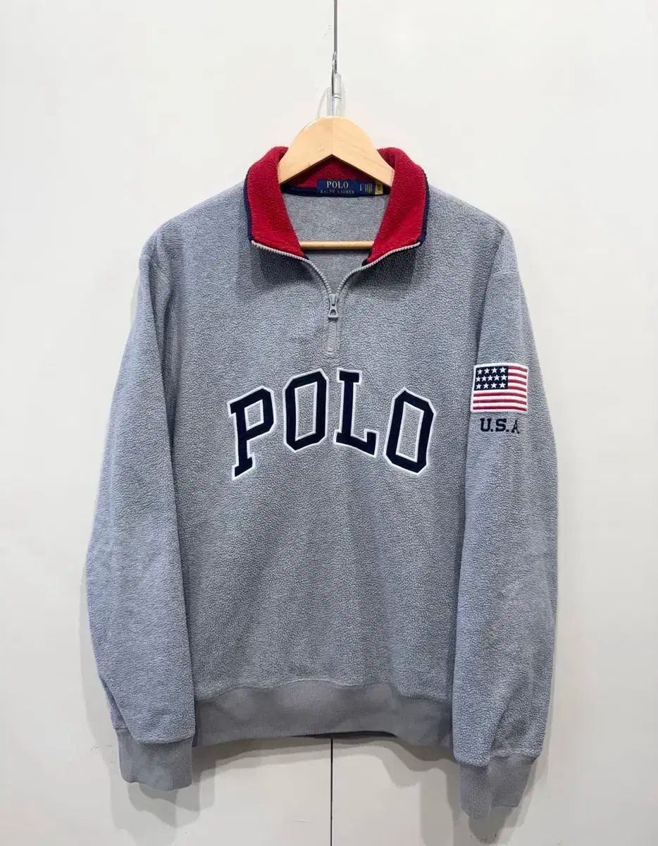 POLO RALPH LAUREN ポロラルフローレン USA フリース ハーフジップ グレー L