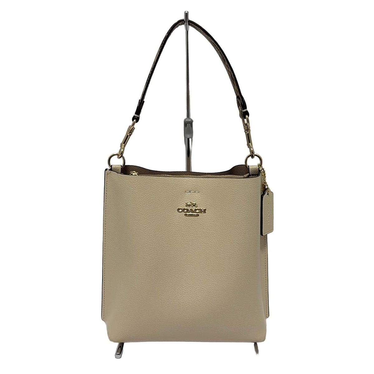 コーチ ハンドバッグ ダブル フェイス スネーク エンボスド レザー モリー バケット バッグ 22 CB901 アイボリー×ダークブラウン レザー