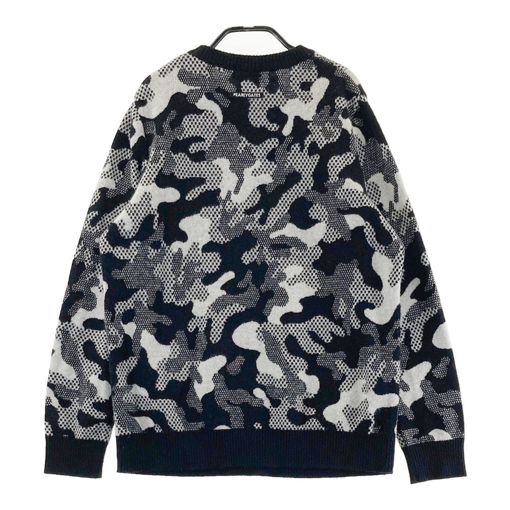 サイズ 1 PEARLY GATES パーリーゲイツ ニットセーター カシミヤ混 カモフラ柄 ブラック系 240101547244 ゴルフウェア レディース ストスト