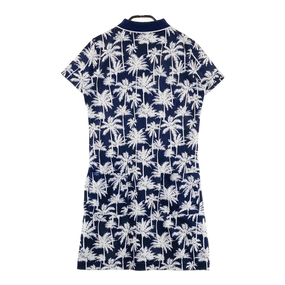 サイズ S CALLAWAY キャロウェイ 半袖ポロ ワンピース ヤシ柄 ネイビー系 240101547435 ゴルフウェア レディース ストスト