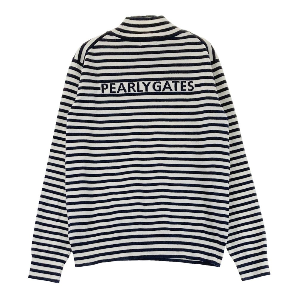 サイズ 1 PEARLY GATES パーリーゲイツ ハイネック ニットセーター ボーダー柄 ネイビー系 240101550077 ゴルフウェア レディース ストスト