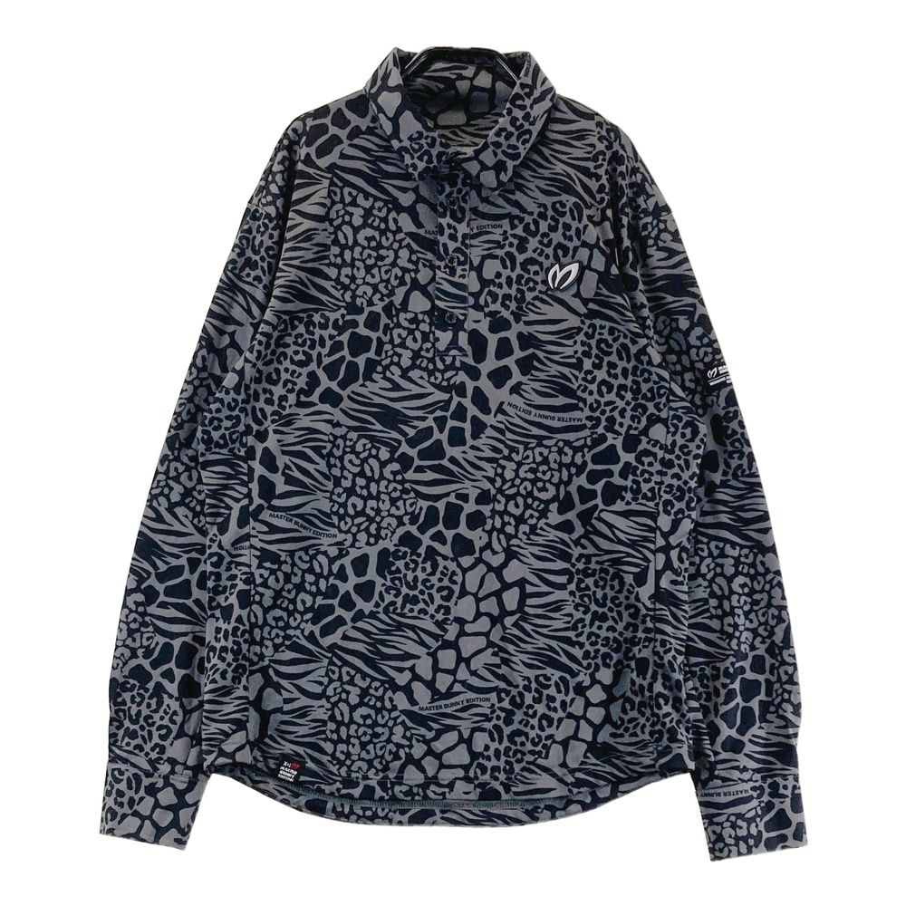 サイズ 4 MASTER BUNNY EDITION マスターバニーエディション 長袖ポロシャツ レオパード 総柄 グレー系 240101550108 ゴルフウェア メンズ ストスト