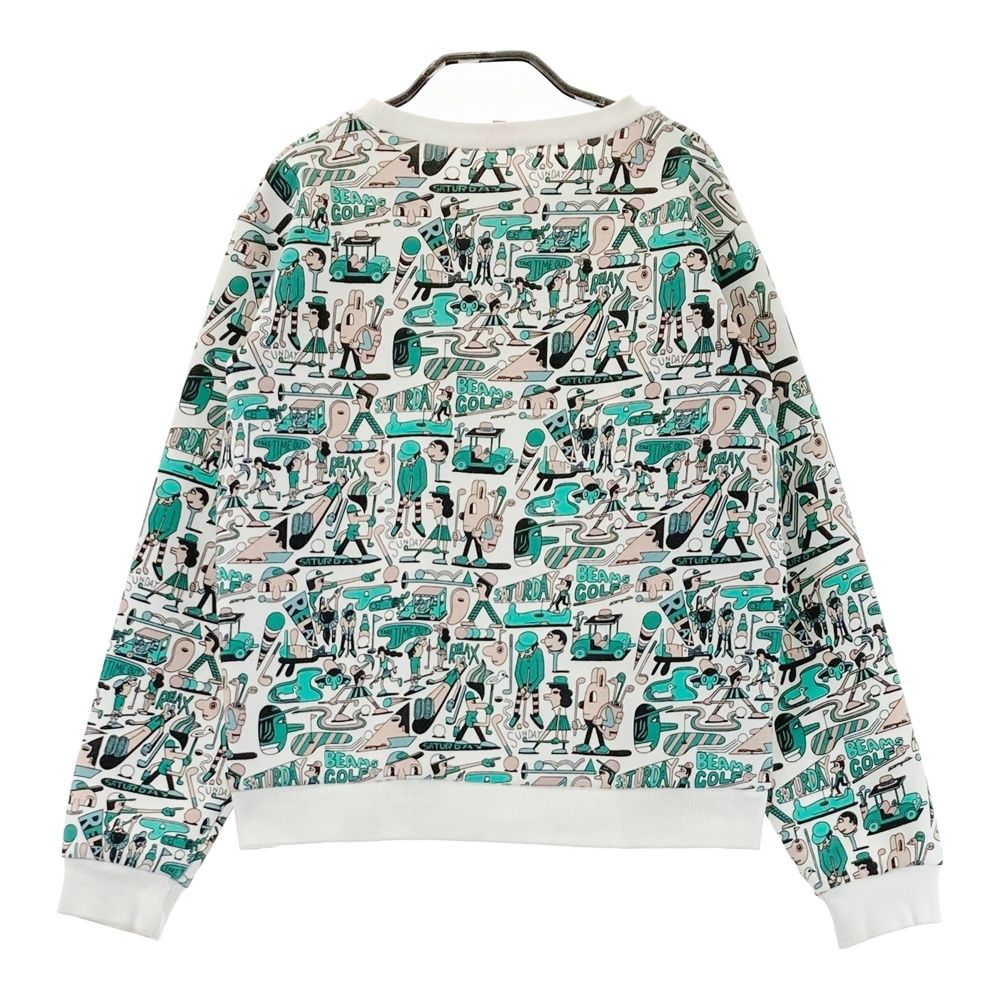 サイズ M BEAMS GOLF ビームスゴルフ スウェットトレーナー 総柄 ホワイト系 240101551931 ゴルフウェア レディース ストスト