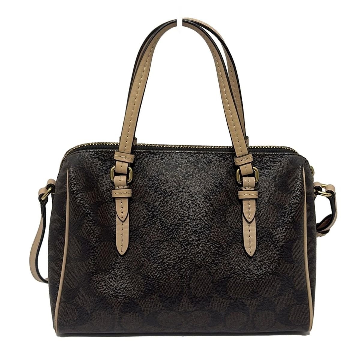 COACH コーチ ハンドバッグ シグネチャー柄 ダークブラウン×ベージュ レザー DECORATOM_COM_BR