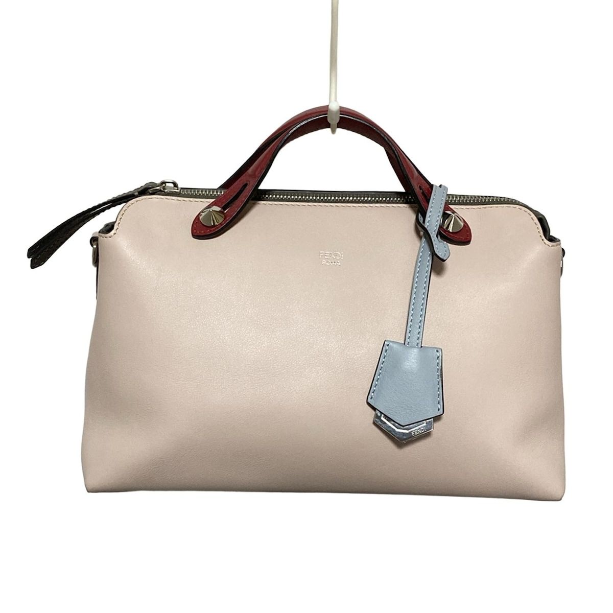 FENDI フェンディ ハンドバッグ バイザウェイ 8 BL 124 ピンクベージュ レッド グレーベージュ レザー