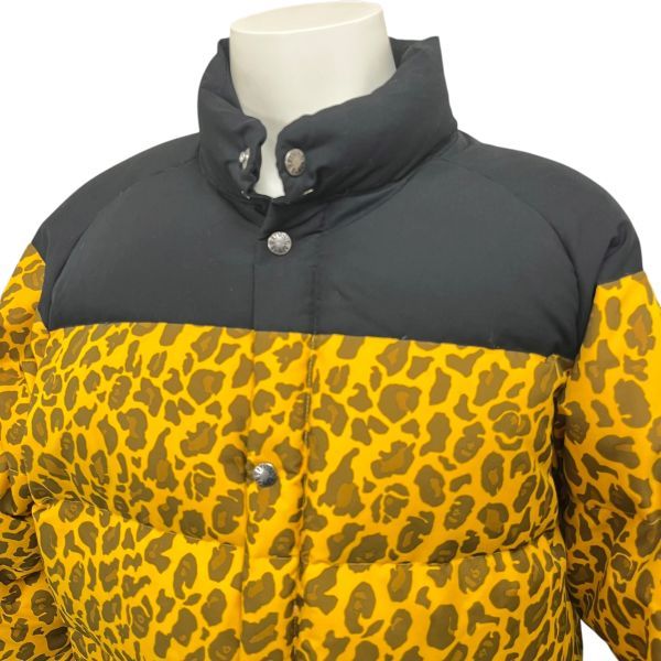 アベイシングエイプ A BATHING APE ダウンジャケット レオパード柄 黄色 黒 XXL メンズ S5X083