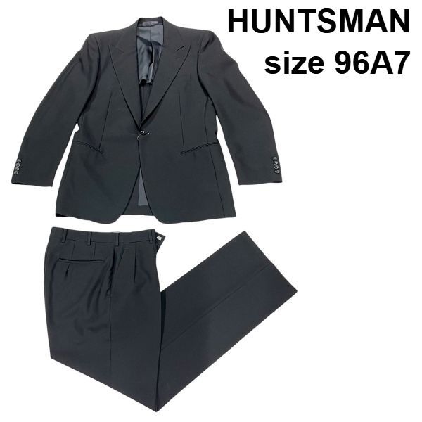 ハンツマン HUNTSMAN スーツ H. HUNTSMAN - SONS カインドウェア KINDWEAR 背抜き 黒 毛 96A7 L～XL メンズ S5X085