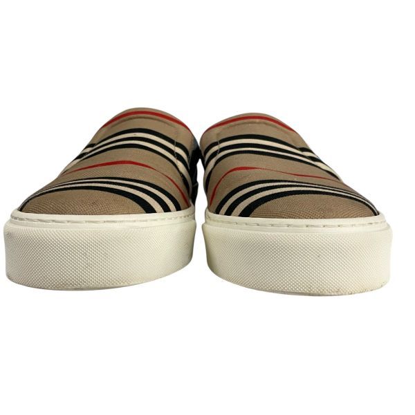バーバリー トンプソン ローカットスニーカー スリッポン アイコンストライプ レザー キャンバス 41 26～26.5 cm メンズ 5 E 260