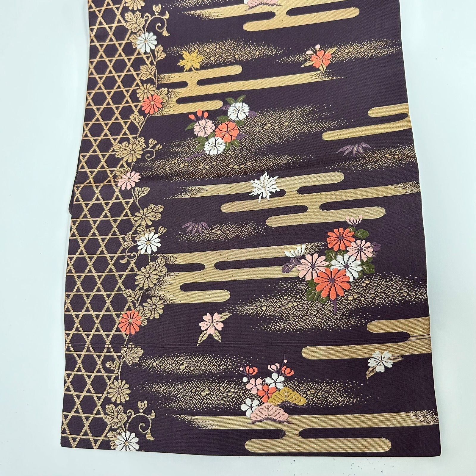 名古屋帯　花唐草　正絹 名古屋帯 正絹 唐織 美しい花 花唐草 九寸 MA-789 - メルカリ