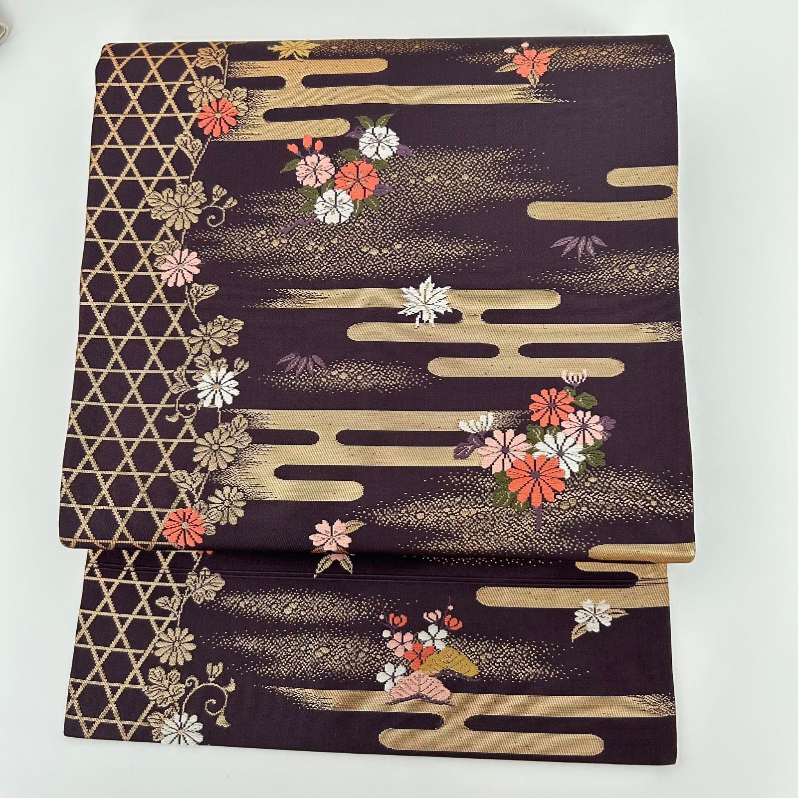 名古屋帯 正絹 唐織 美しい花 花唐草 九寸 MA-789 - メルカリ