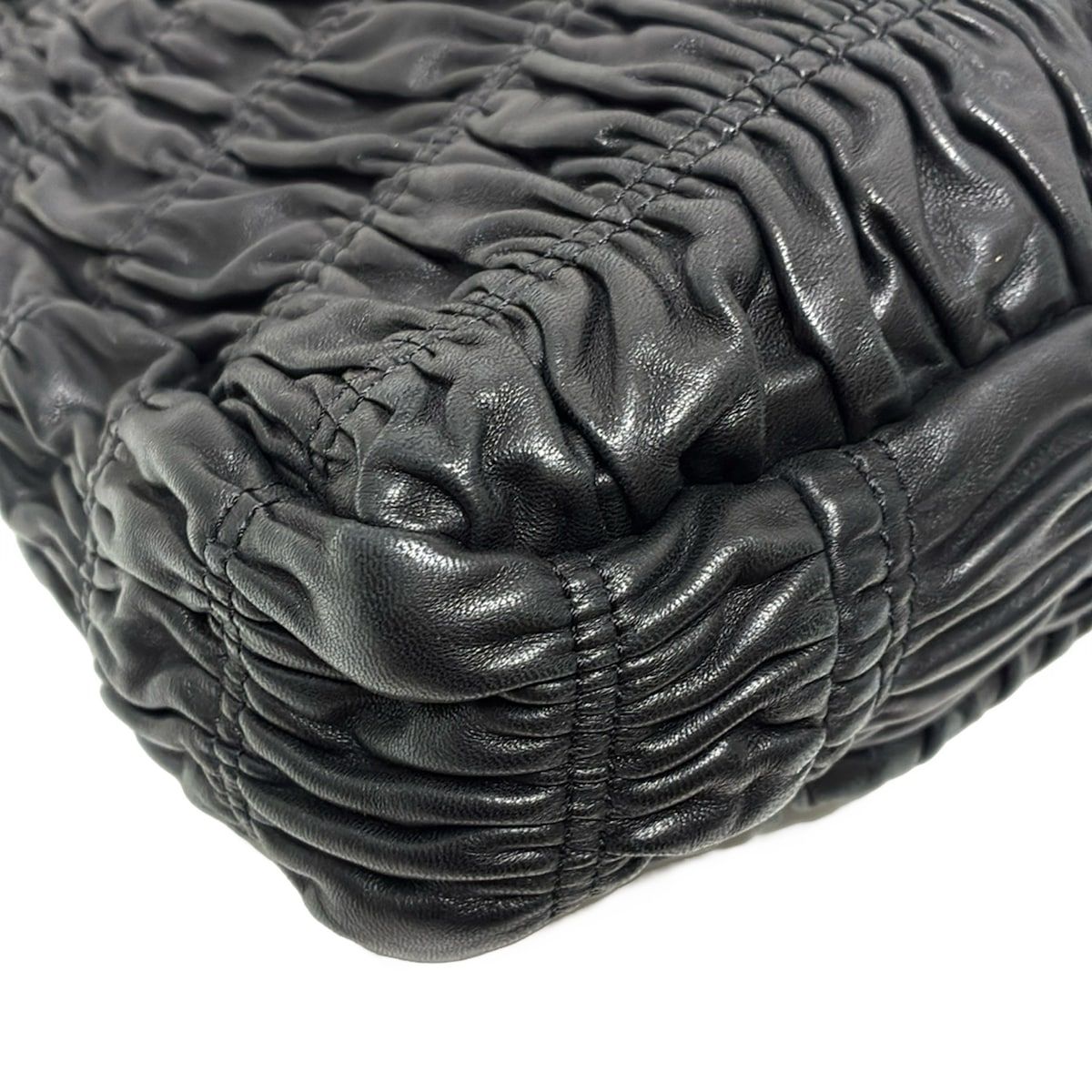 MICHAEL KORS マイケルコース ハンドバッグ - 黒×ゴールド ギャザー レザー DECORATOM_COM_BR