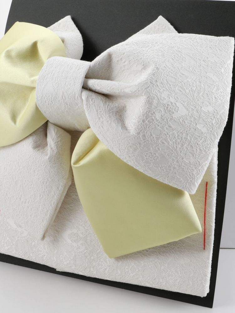 七五三 七歳用 結び帯 大寸 単品 イエロー ホワイト da-251-7