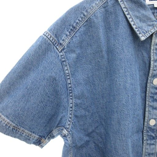トミーヒルフィガー TOMMY ジーンズ JEANS オーバーシャツ OVER SHIRT デニムシャツ 半袖 XL インディゴブルー GV GY 19