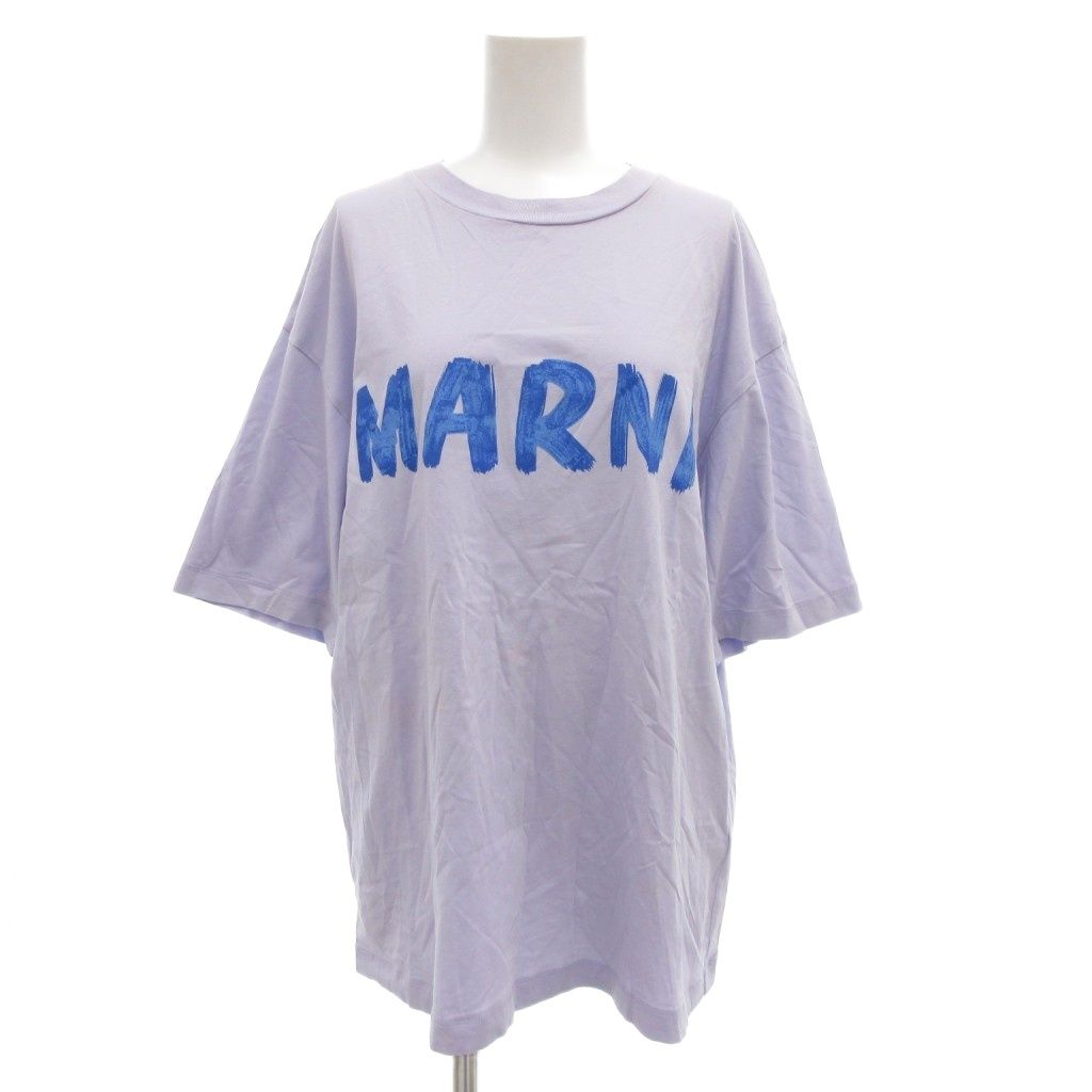 マルニ MARNI ロゴTシャツ カットソー 40 半袖 クルーネック プリント オーバーサイズ 紫 パープル THJET49EPH USC11 GV GY19
