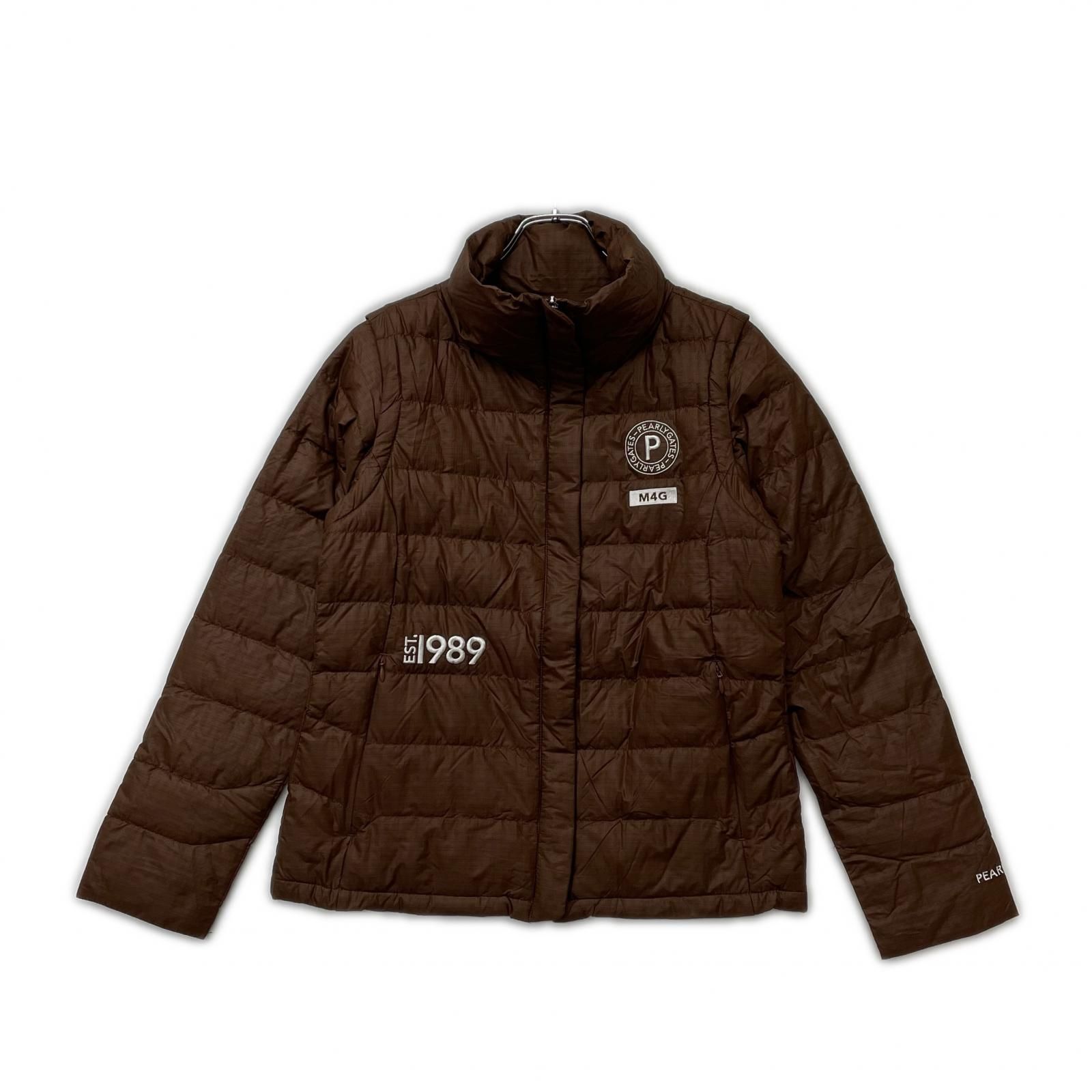 レディース パーリーゲイツ PEARLY GATES ダウンジャケット 0 S 茶 ブラウン 2WAY 総柄