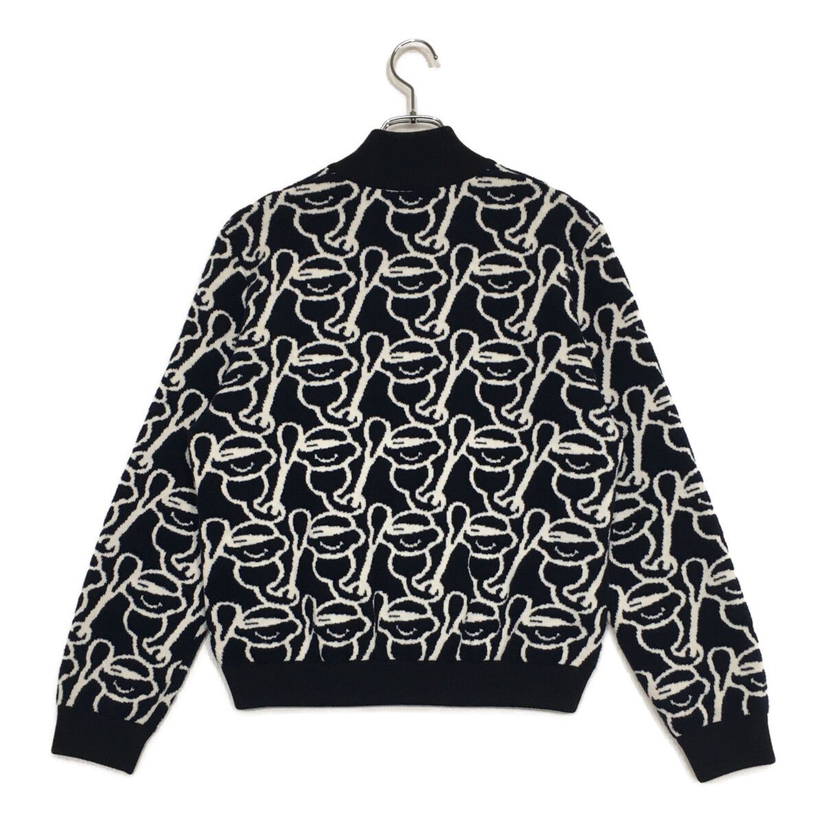 レディース アンパスィ and per se ニットアウター LL 紺 ネイビー 裏地付き 防風 総柄