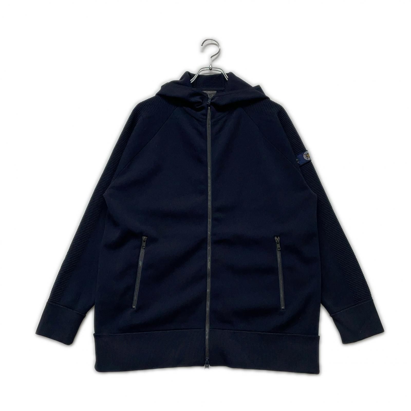 メンズ ブルゾン 50 LL 紺 G-stage ジーステージ ニットフーデッド ダブルジップ パーカー