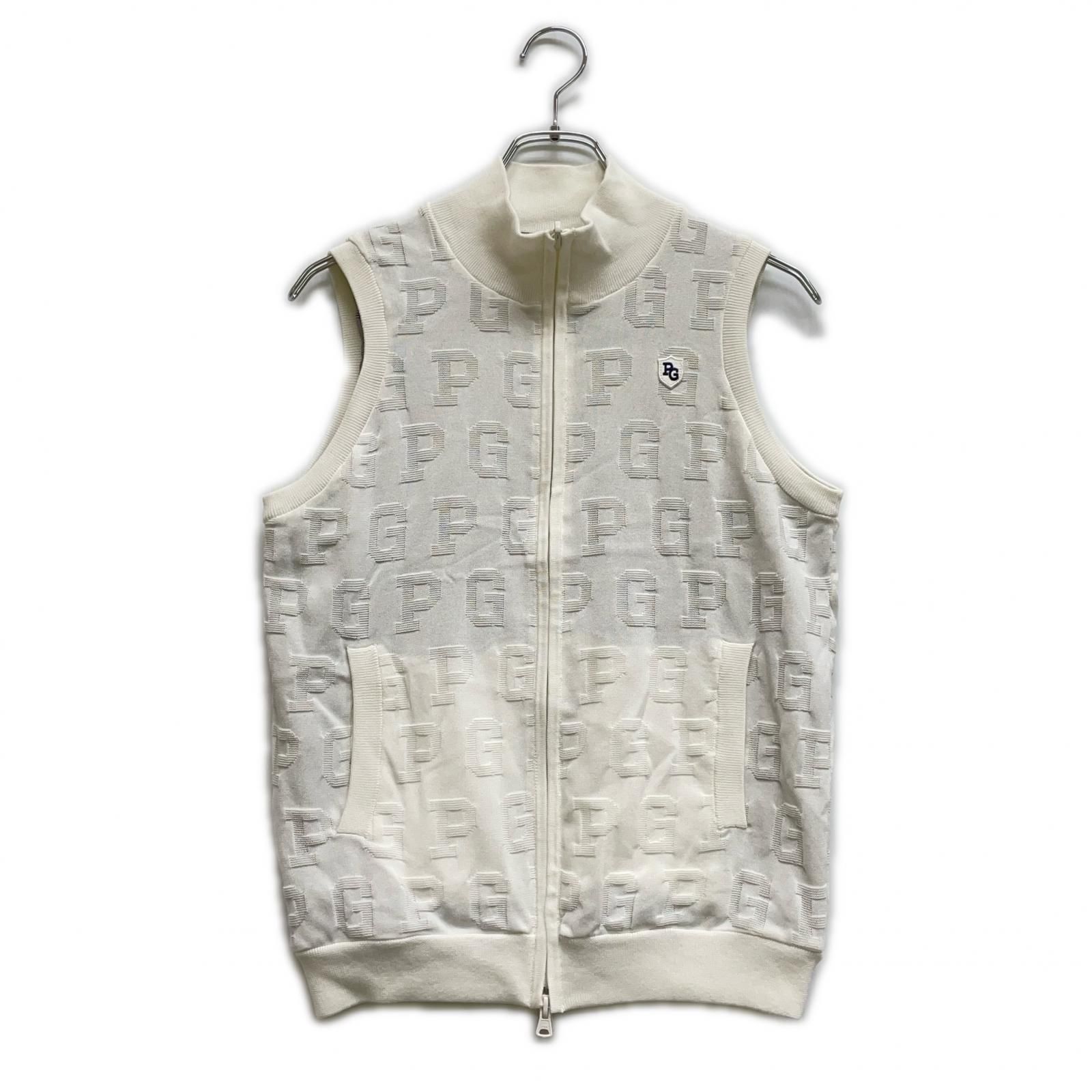 レディース パーリーゲイツ PEARLY GATES ベスト 2 L 白×グレー系 ニット リバーシブル ダブルジップ