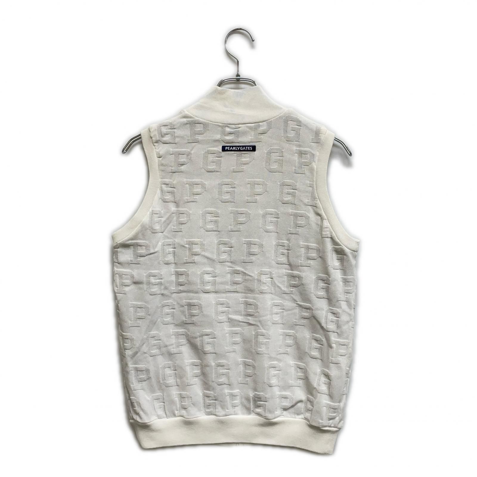 レディース パーリーゲイツ PEARLY GATES ベスト 2 L 白×グレー系 ニット リバーシブル ダブルジップ