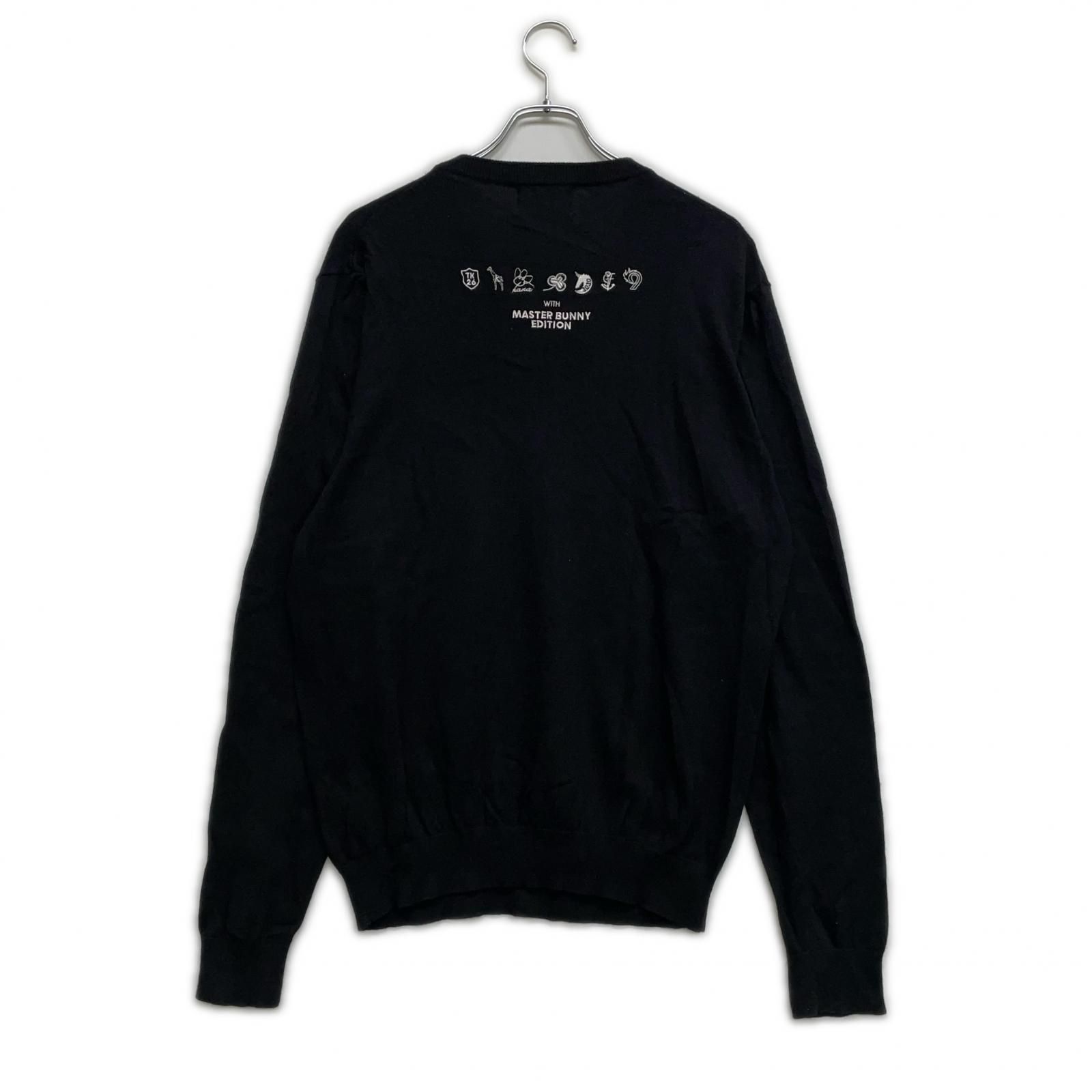 メンズ マスターバニーエディション MASTER BUNNY EDITION セーター 7 XXL 黒 クルーネック カシミヤ混 大きい