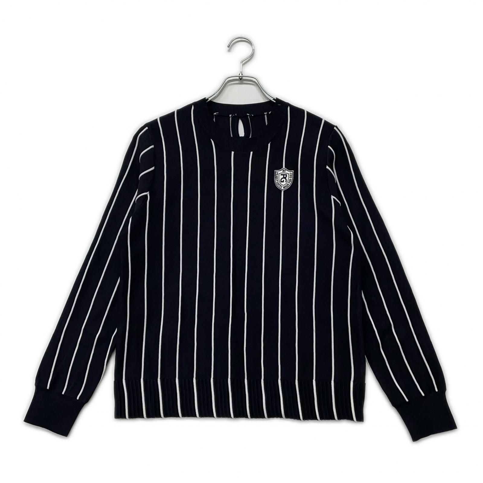 レディース パーリーゲイツ PEARLY GATES セーター 1 M 紺 ネイビー 長袖 クルーネック ストライプ