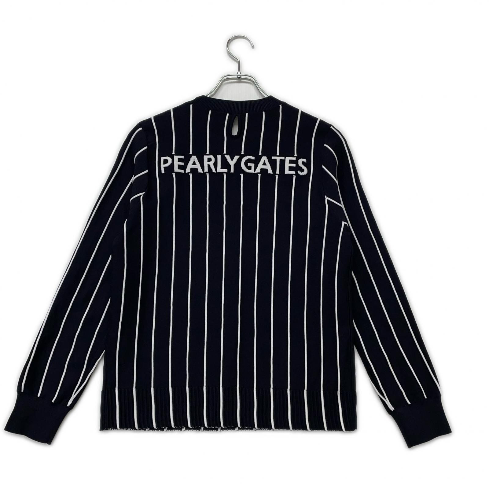 レディース パーリーゲイツ PEARLY GATES セーター 1 M 紺 ネイビー 長袖 クルーネック ストライプ