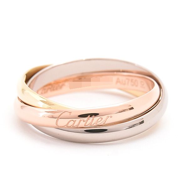 カルティエ 指輪 レディース メンズ トリニティ リング 3連 58号 実寸17.5号 2.6mm ゴールド Cartier 750YG×WG×PG