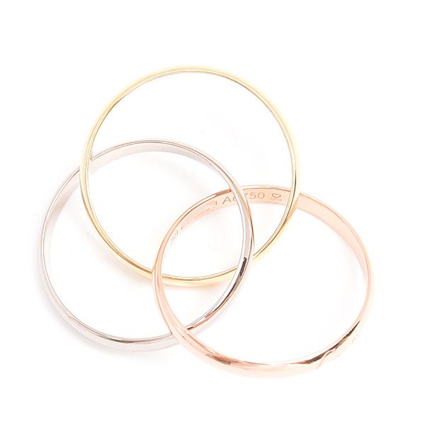 カルティエ 指輪 レディース メンズ トリニティ リング 3連 58号 実寸17.5号 2.6mm ゴールド Cartier 750YG×WG×PG