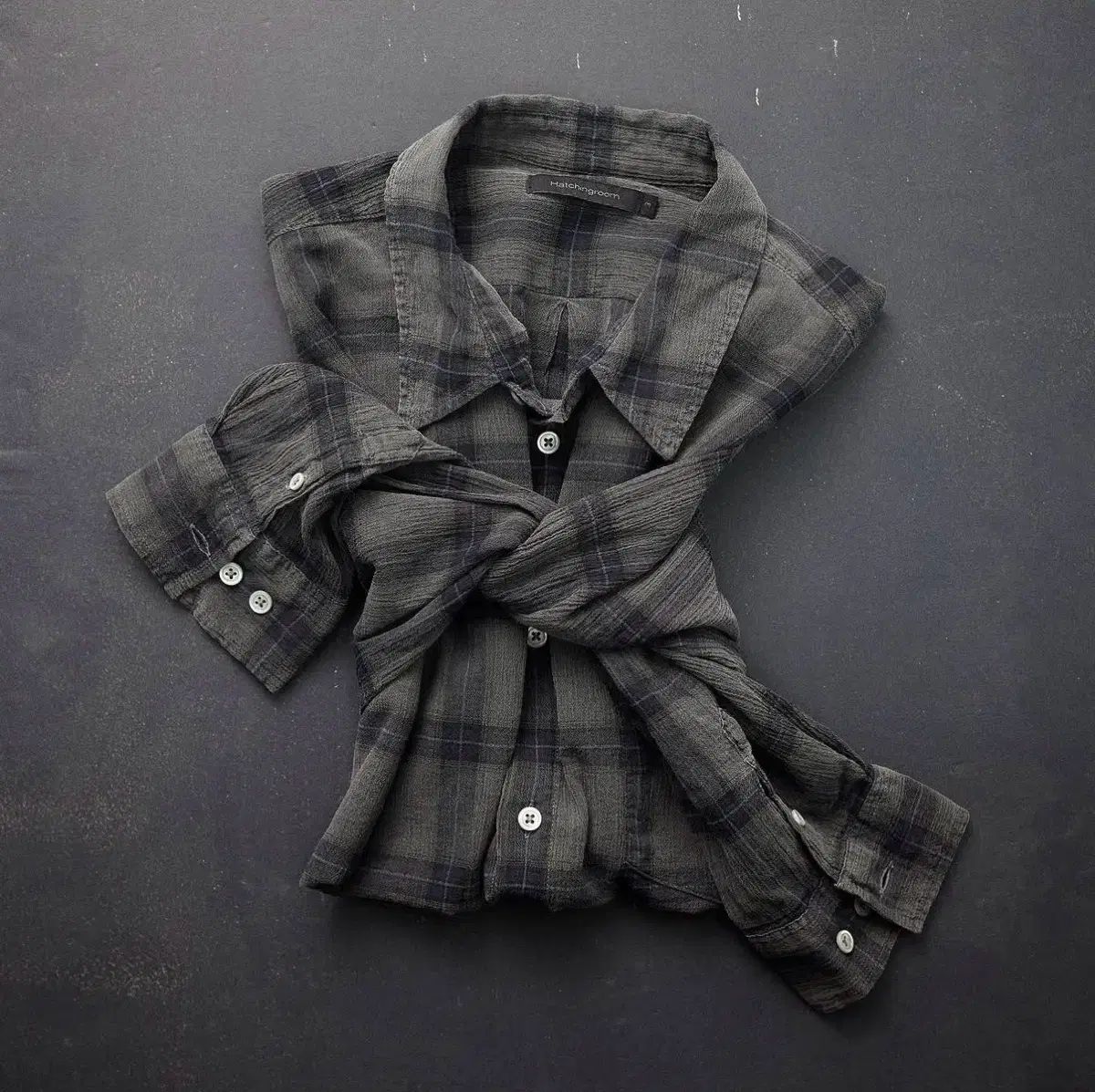 Hatchingroom Classic Shirt Pigment Dyed Check Blue