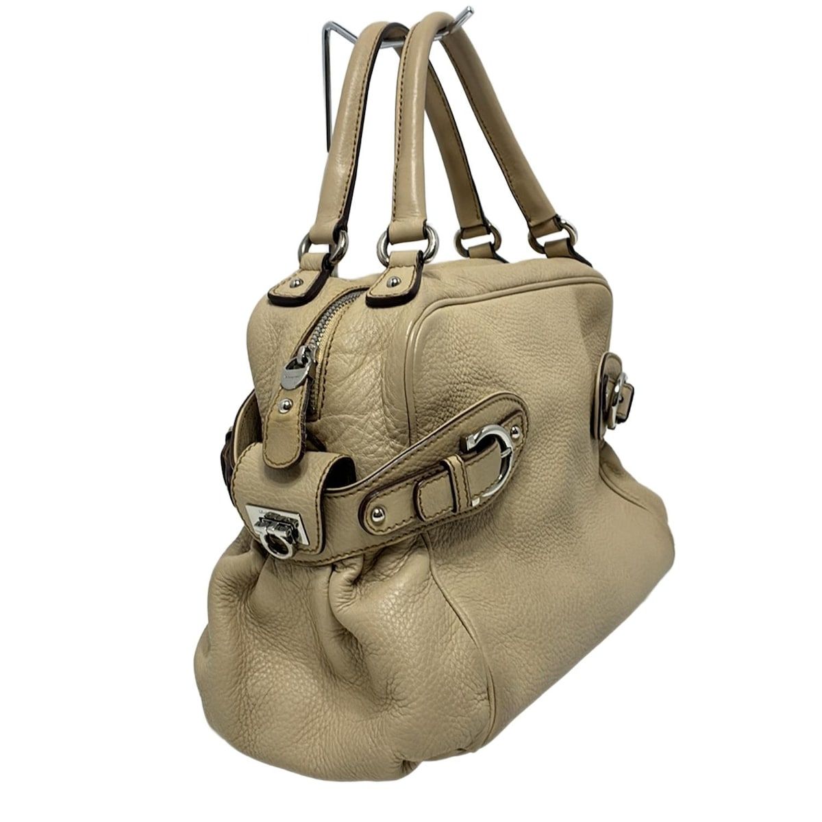 FERRAGAMO SalvatoreFerragamo サルバトーレフェラガモ ハンドバッグ ガンチーニ BW-21 7378 ベージュ レザー