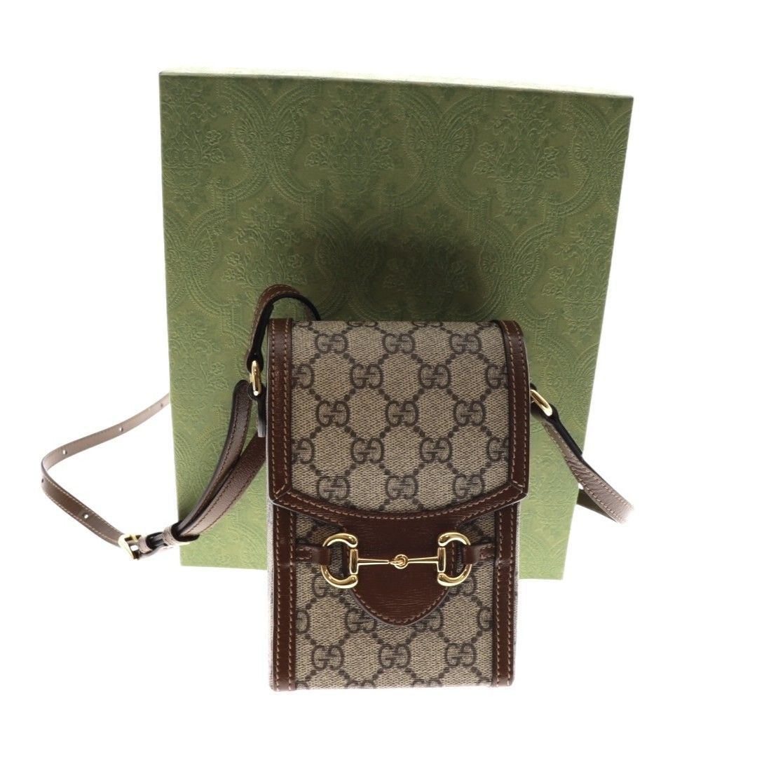 GUCCI グッチ ホースビット GG柄 ショルダーバッグ スマホケース 1955 レディース