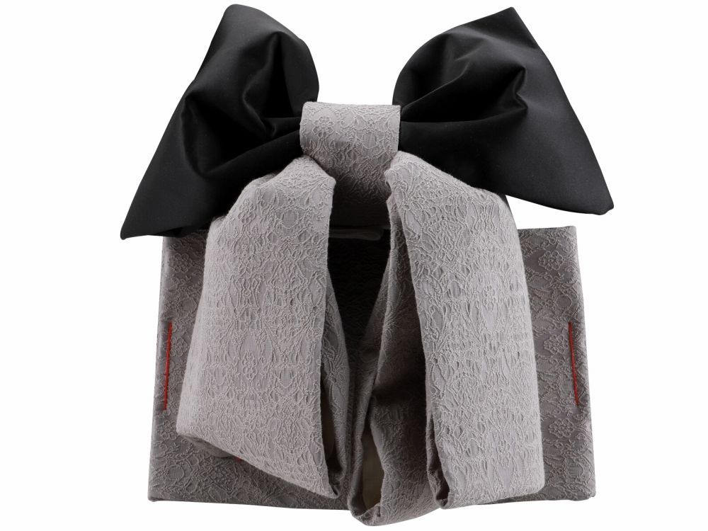 七五三 七歳用 結び帯 大寸 ブラック ダークベージュ da-251-5